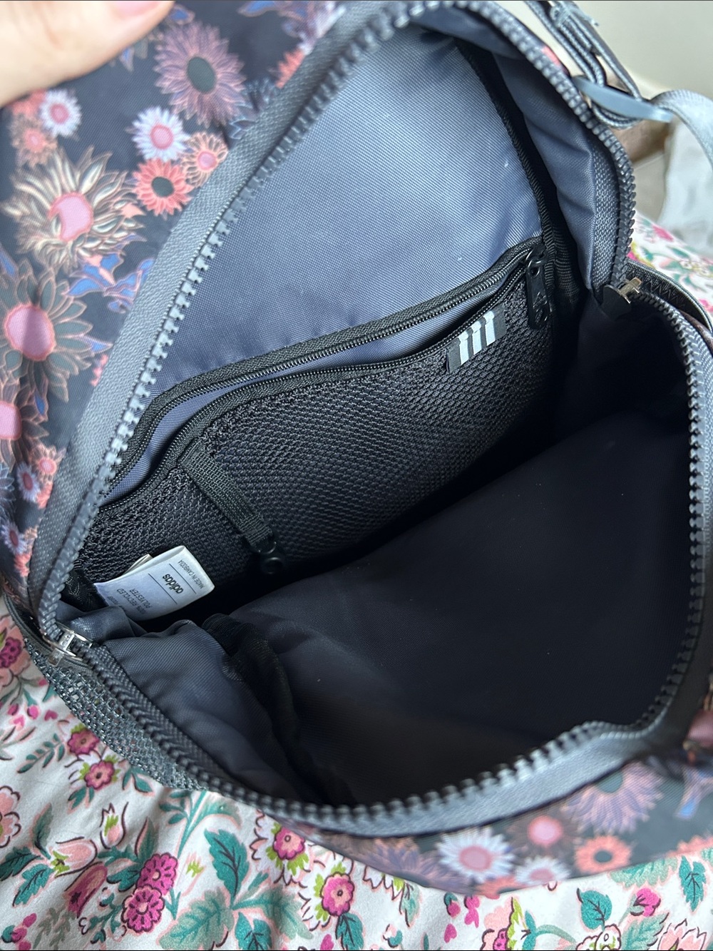 adidas Black Backpack with Pink Floral Print - Picture 7 of 8